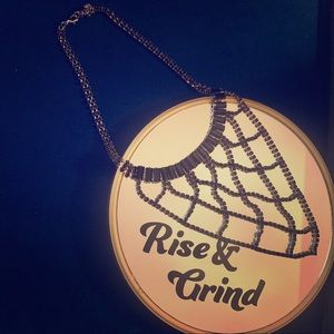 Vintage fancy choker necklace with black onyx gems